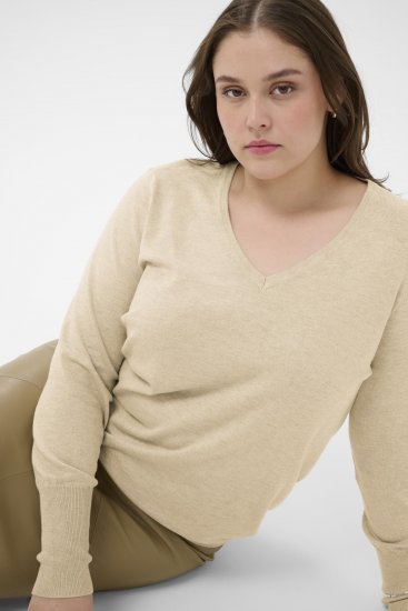 Kaffe Curve Lizzy Long Sleeve Pullover Feather Grey Melange - Gebreide truien - 