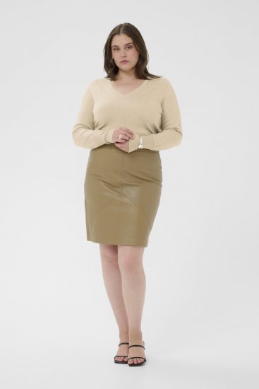 Kaffe Curve Lizzy Long Sleeve Pullover Feather Grey Melange - Gebreide truien - 