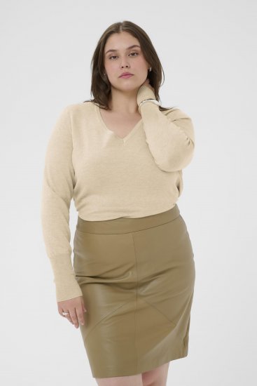 Kaffe Curve Lizzy Long Sleeve Pullover Feather Grey Melange - Gebreide truien - 