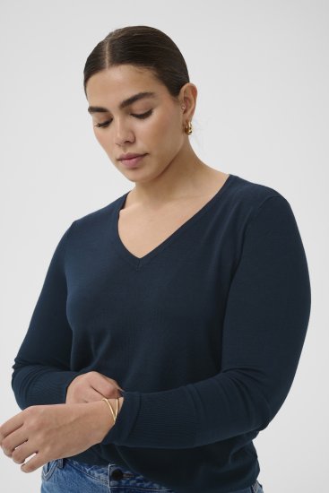 Kaffe Curve Lizzy Long Sleeve Pullover Midnight Marine - Gebreide truien - 