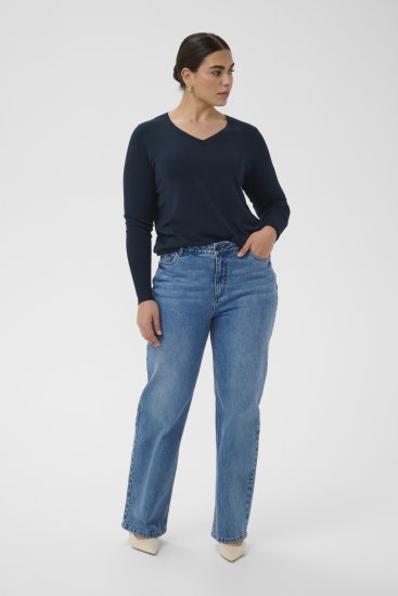 Kaffe Curve Lizzy Long Sleeve Pullover Midnight Marine - Gebreide truien - 