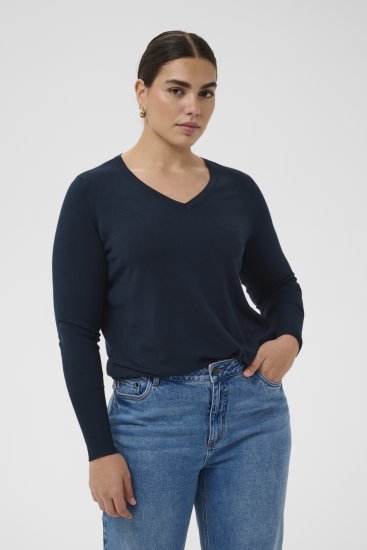 Kaffe Curve Lizzy Long Sleeve Pullover Midnight Marine - Gebreide truien - 