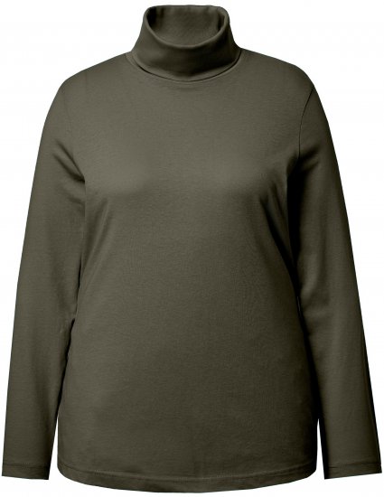 Ulla Popken Basic Long Sleeve Slim Fit Turtleneck Olive - Sweaters & hoodies - 