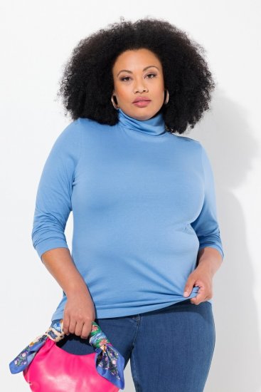 Ulla Popken Basic Long Sleeve Slim Fit Turtleneck Light Cornflower - Sweaters & hoodies - Warme Sweaters, Hoodies & Truien