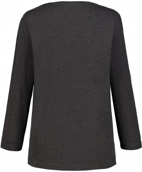 Ulla Popken Back To Basics V-Neck Relaxed Fit Cotton Tee Charcoal Grey Melange - T-shirts - 