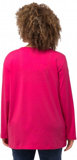 Ulla Popken Back To Basics V-Neck Relaxed Fit Cotton Tee Magenta Pink - T-shirts - 