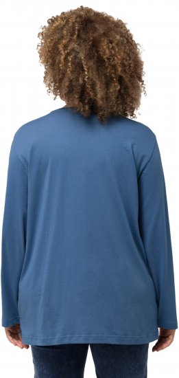 Ulla Popken Back To Basics V-Neck Relaxed Fit Cotton Tee Denim Blue - T-shirts - 