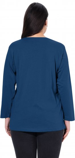 Ulla Popken Back To Basics V-Neck Relaxed Fit Cotton Tee Dark Blue - T-shirts - 