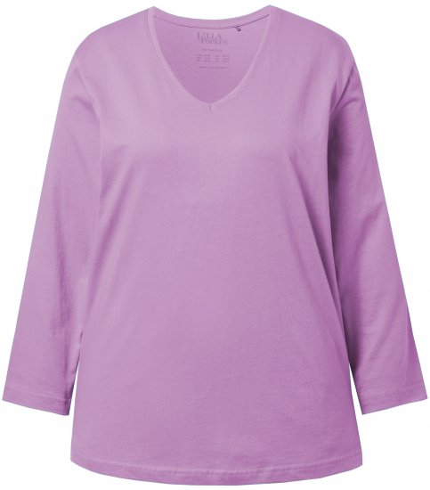 Ulla Popken Back To Basics V-Neck Relaxed Fit Cotton Tee Lavender - T-shirts - 