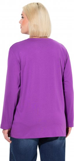 Ulla Popken Back To Basics V-Neck Relaxed Fit Cotton Tee Purple - T-shirts - 
