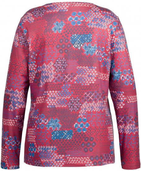 Ulla Popken Graphic Print Recycled Polyester Quick Dry Stretch Top Salsa Red - Bedrukte T-shirts voor dames - 