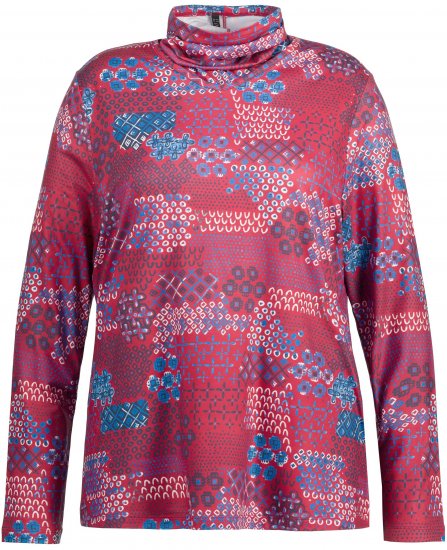 Ulla Popken Graphic Print Recycled Polyester Quick Dry Stretch Top Salsa Red - Bedrukte T-shirts voor dames - 