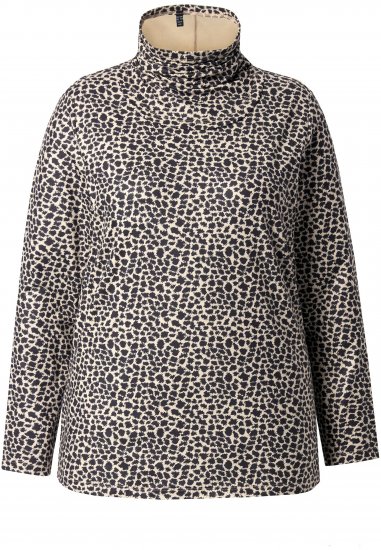 Ulla Popken Leopard Print Long Sleeve Ski Tee Black - Bedrukte T-shirts voor dames - 