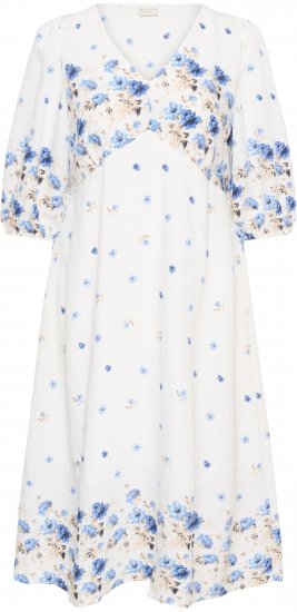 Kaffe Curve Rosa Midi Dress Blue Tones Border Flower - Kleedjes - 