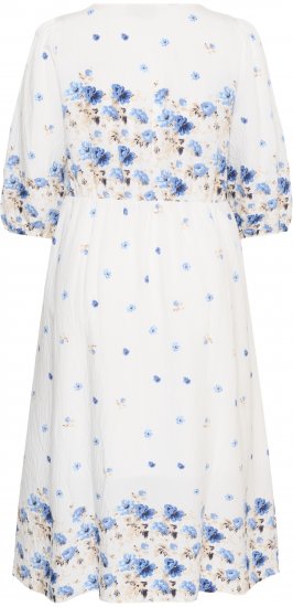 Kaffe Curve Rosa Midi Dress Blue Tones Border Flower - Kleedjes - 