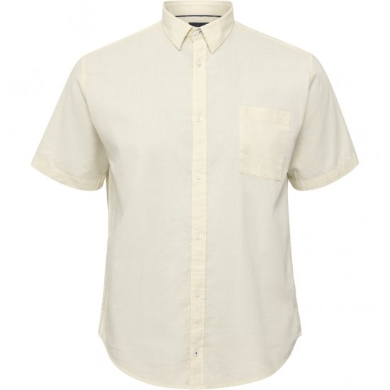 North Latitude Shirt Linen Cotton Short Sleeve Off-White - Hemden - Overhemden Grote Maten Heren