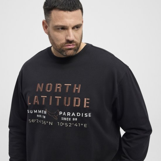 North Latitude Sweatshirt Black TALL - HERENKLEDING MT-6XLT - Tall Kleding Heren