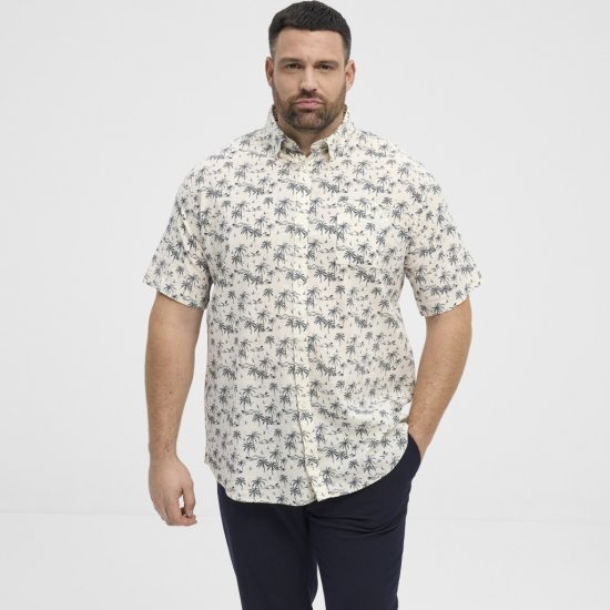 North Latitude Shirt Short Sleeve Off White - Hemden - Overhemden Grote Maten Heren