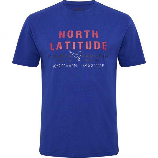North Latitude T-shirt Printed Short Sleeve Blue - T-shirts - Grote Maten T-shirts Heren