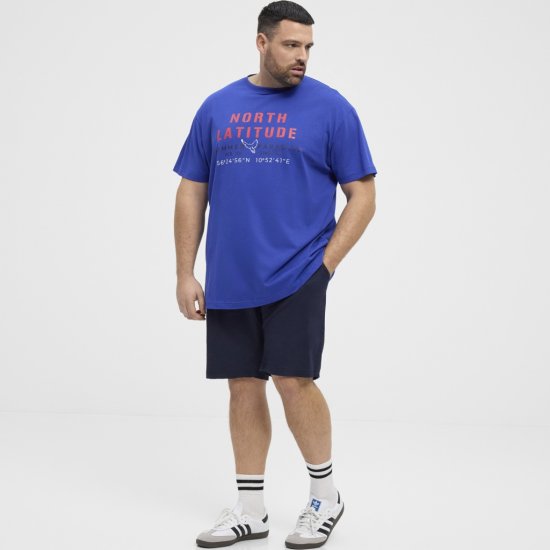North Latitude T-shirt Printed Short Sleeve Blue - T-shirts - Grote Maten T-shirts Heren