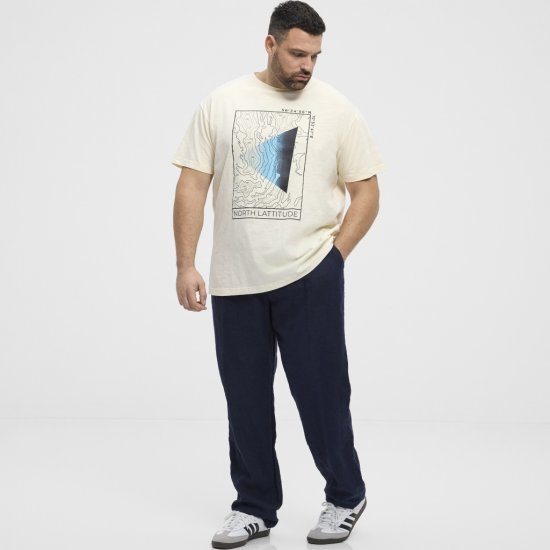 North Latitude T-shirt Printed Short Sleeve Off-White - T-shirts - Grote Maten T-shirts Heren