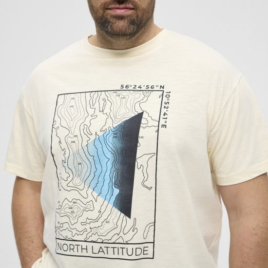 North Latitude T-shirt Printed Short Sleeve Off-White - T-shirts - Grote Maten T-shirts Heren