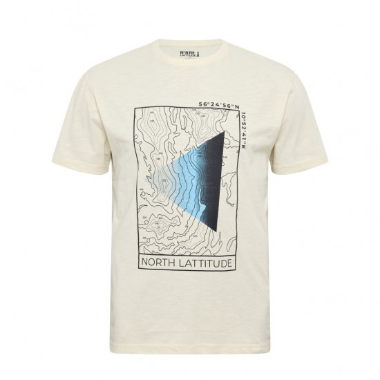 North Latitude T-shirt Printed Short Sleeve Off-White - T-shirts - Grote Maten T-shirts Heren