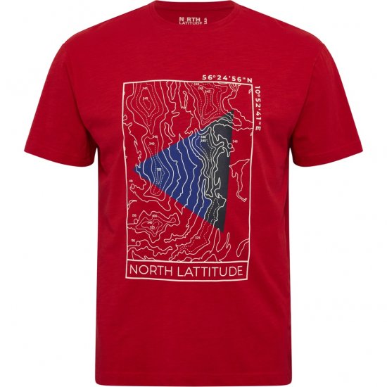 North Latitude T-Shirt Printed Short Sleeve Red - T-shirts - Grote Maten T-shirts Heren