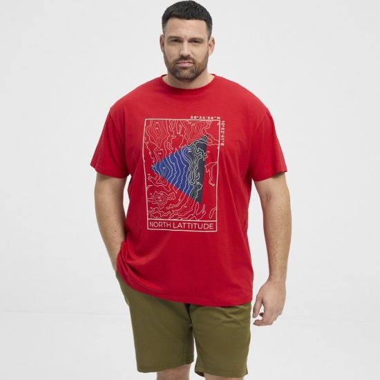 North Latitude T-Shirt Printed Short Sleeve Red - T-shirts - Grote Maten T-shirts Heren