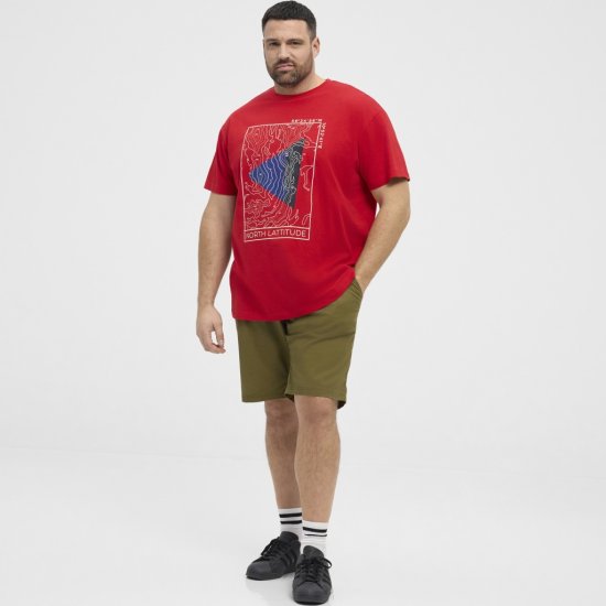 North Latitude T-Shirt Printed Short Sleeve Red - T-shirts - Grote Maten T-shirts Heren