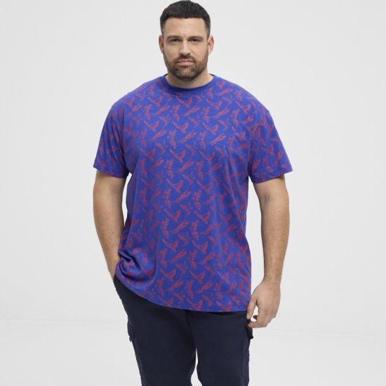 North Latitude T-Shirt Printed Allover Blue - T-shirts - Grote Maten T-shirts Heren