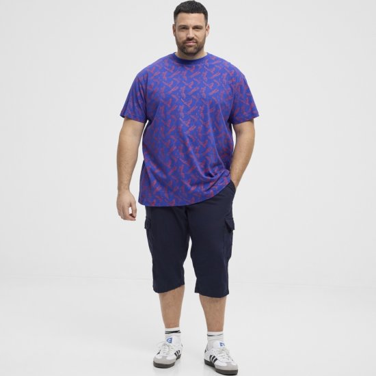 North Latitude T-Shirt Printed Allover Blue - T-shirts - Grote Maten T-shirts Heren