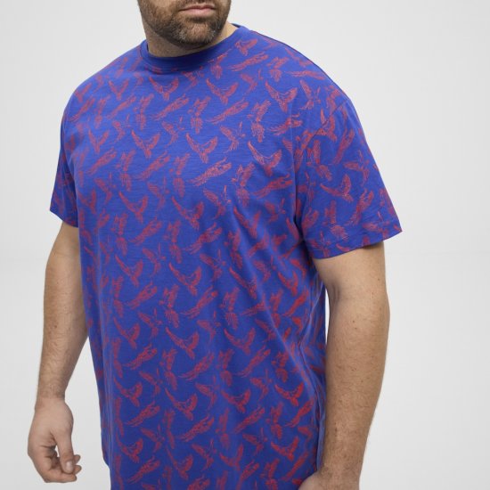 North Latitude T-Shirt Printed Allover Blue - T-shirts - Grote Maten T-shirts Heren