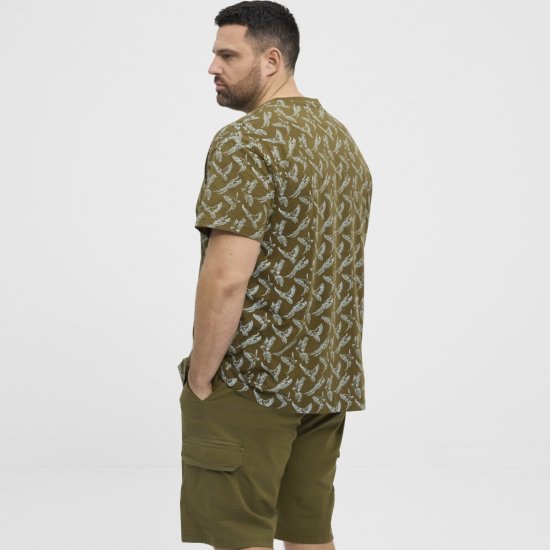 North Latitude T-shirt Allover Printed Green - T-shirts - Grote Maten T-shirts Heren