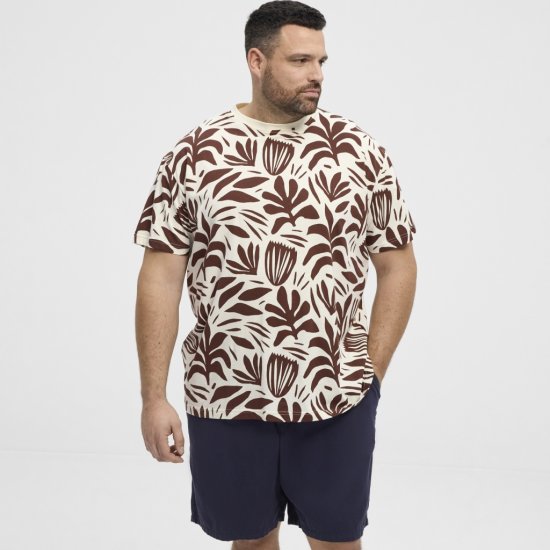 North Latitude T-Shirt Printed Allover Bordeaux - T-shirts - Grote Maten T-shirts Heren