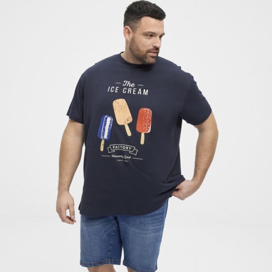 North Latitude T-Shirt Ice Cream Navy - T-shirts - Grote Maten T-shirts Heren