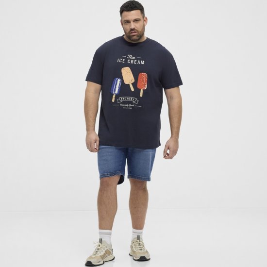 North Latitude T-Shirt Ice Cream Navy - T-shirts - Grote Maten T-shirts Heren