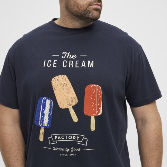 North Latitude T-Shirt Ice Cream Navy - T-shirts - Grote Maten T-shirts Heren