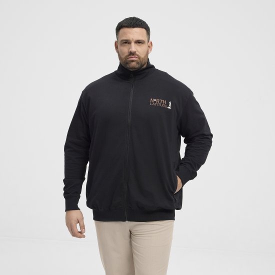 North Latitude Sweatshirt Cardigan Black - Sweaters & hoodies - Sweaters & Hoodies Grote Maten Heren