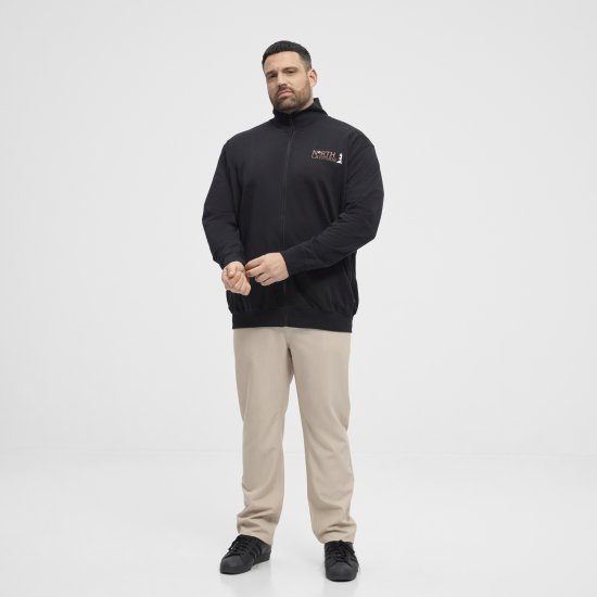 North Latitude Sweatshirt Cardigan Black - Sweaters & hoodies - Sweaters & Hoodies Grote Maten Heren