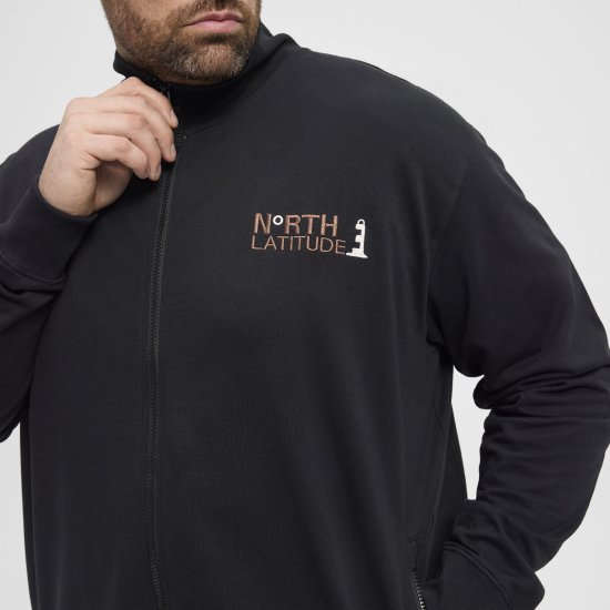North Latitude Sweatshirt Cardigan Black - Sweaters & hoodies - Sweaters & Hoodies Grote Maten Heren