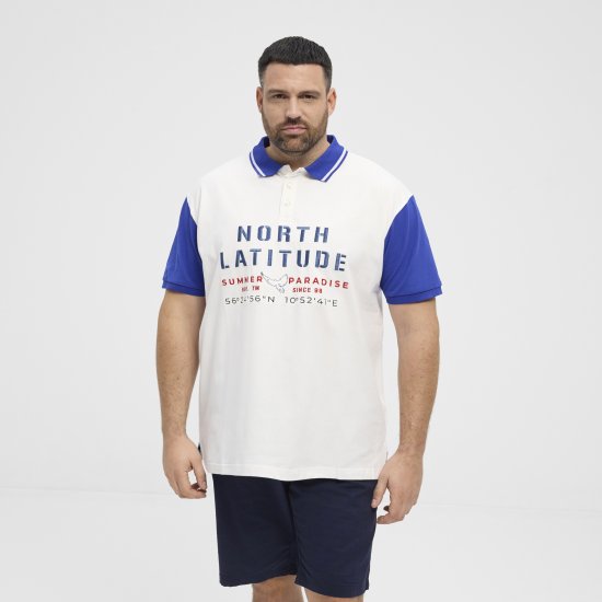 North Latitude Polo Short Sleeve Blue And White - Polo shirts - Grote Maten Poloshirts Heren