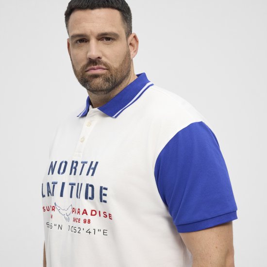 North Latitude Polo Short Sleeve Blue And White - Polo shirts - Grote Maten Poloshirts Heren