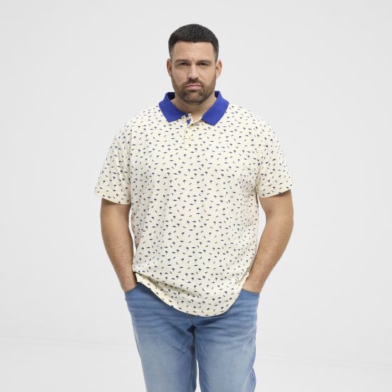 North Latitude Polo Pique Printed Off-White - Polo shirts - Grote Maten Poloshirts Heren