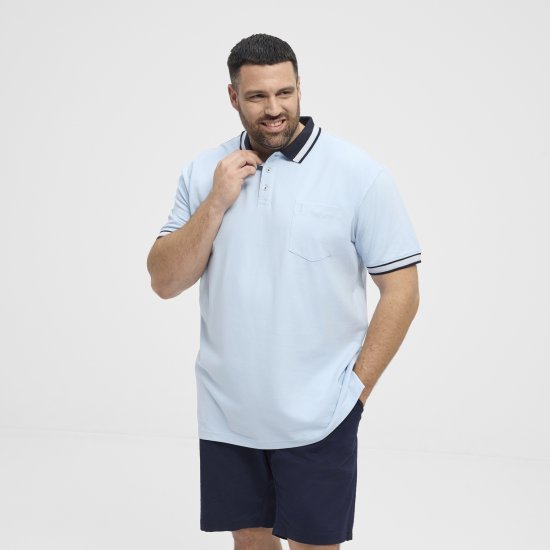 North Latitude Polo Pique Short Sleeve Light Blue - Polo shirts - Grote Maten Poloshirts Heren
