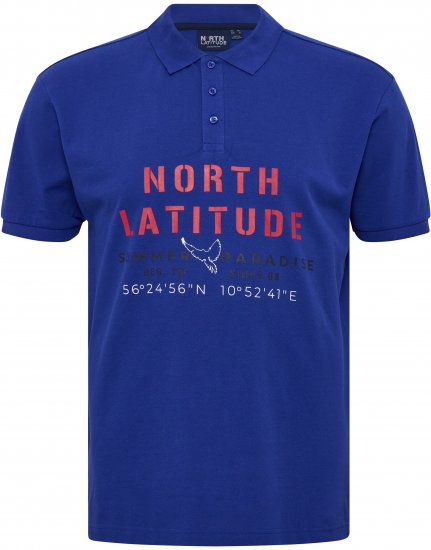 North Latitude Polo Pique Print Short Sleeve Cobalt Blue - Polo shirts - Grote Maten Poloshirts Heren