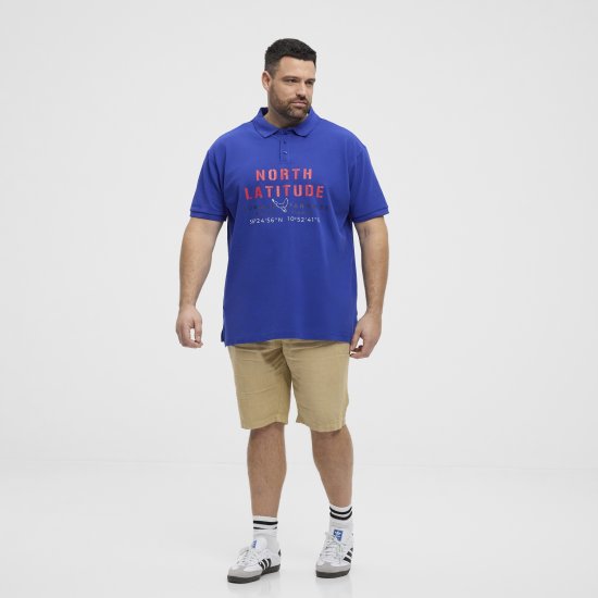 North Latitude Polo Pique Print Short Sleeve Cobalt Blue - Polo shirts - Grote Maten Poloshirts Heren