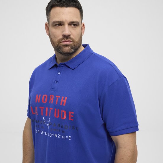 North Latitude Polo Pique Print Short Sleeve Cobalt Blue - Polo shirts - Grote Maten Poloshirts Heren