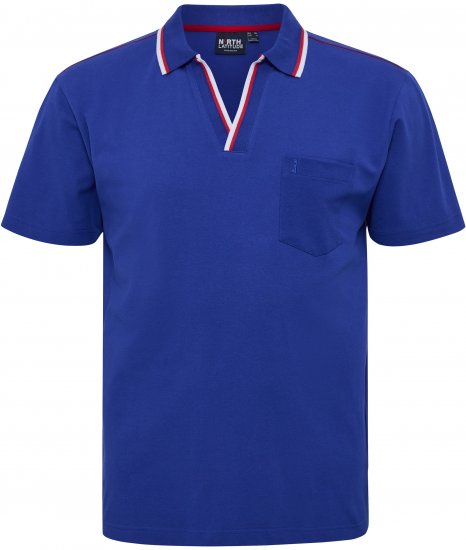 North Latitude Polo Pique V-Neck Blue - Polo shirts - Grote Maten Poloshirts Heren