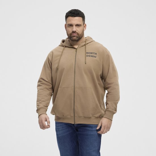 North Latitude Hoodie with Zipper Dark Sand - Sweaters & hoodies - Sweaters & Hoodies Grote Maten Heren